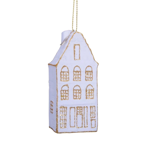 Vondels Ornament glass white/gold canal house step gable Goldenhour (8720246454420)