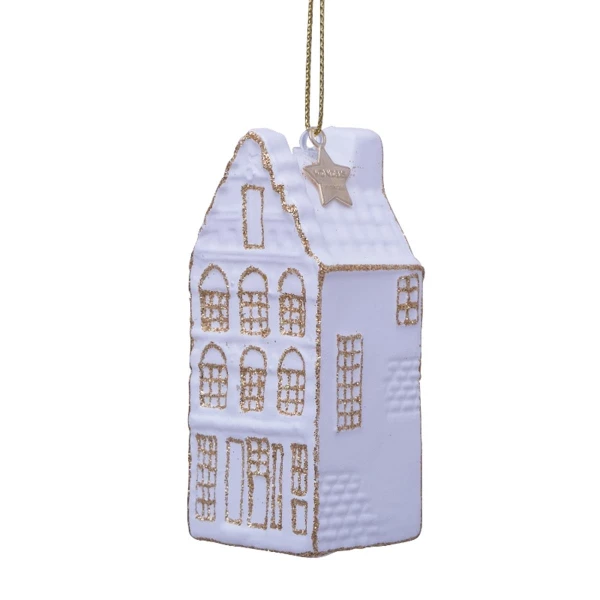 Vondels Ornament glass white/gold canal house step gable Goldenhour (8720246454420)