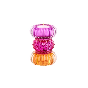 Giftcompany Sari, Teelichthalter, rund, orange/pink/lila 8,2x11,5x8,2cm-Glas (4030195643702)