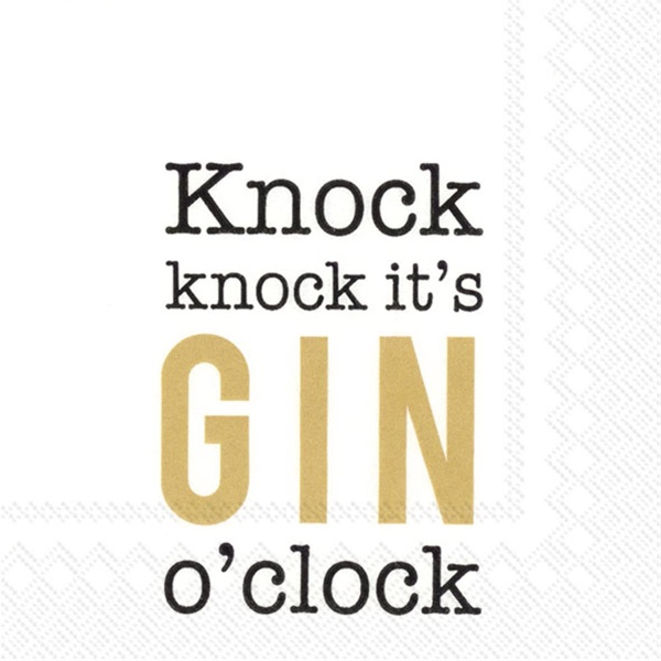 IHR Cocktail Servietten Knock Knock  its Gin O clock (686423649714)