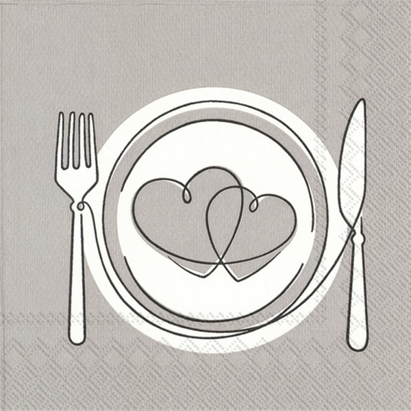 IHR Lunch-Servietten Dinner for Love grey (686423676550)
