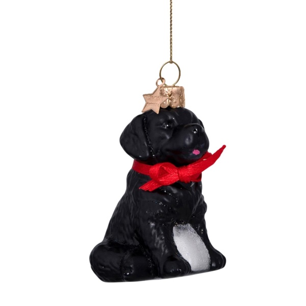 Vondels Ornament glass black puppy labrador H7cm Goldenhour (8720246454802)