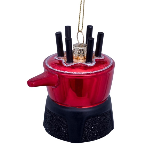 Vondels Ornament glass red fondue pot H8cm Wine&dine (8720246457407)