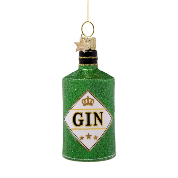 Vondels Ornament glass green glitter gin bottle H10cm Wine&dine (8720039936782)