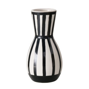 Boltze Vase Spector , H 26 cm, Steingut, Glanz, gestreift, schwarz,weiß (4066076270712)
