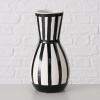 Boltze Vase Spector , H 26 cm, Steingut, Glanz, gestreift, schwarz,weiß (4066076270712)