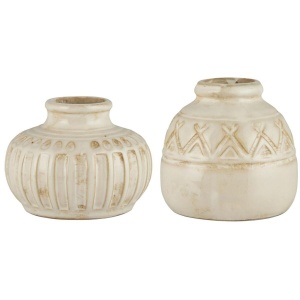 IB Laursen Vase 2 vers Designs Lea unebene Glasur creme H: 8,5 Ø: 9 H: 7 Ø: 9,6-Keramik (5709898359881)