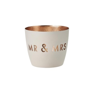 Giftcompany Madras Windlicht Mr & Mrs, weiß/gold H8,5cm, D10cm-Eisen (4030195637435)