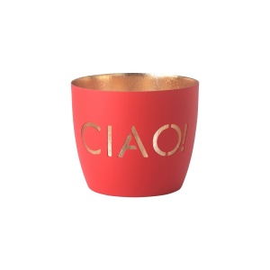 Giftcompany Madras Windlicht Ciao!, neon rot/gold H8,5, D10cm-Eisen (4030195656788)