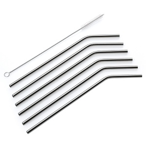 Cilio 6er Set gebogene Trinkhalme STEEL 26,5 cm (4017166150605)