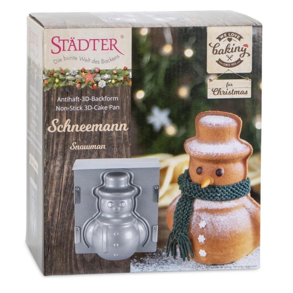 Städter Schneemann 3D Backform 19 x 21 x 12 cm Silber We Love Baking (4018598661820)