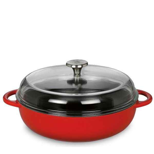 Küchenprofi Bauernpfanne, Ø 24 cm, classic rot mit hohem Glasdeckel (4007371070768)