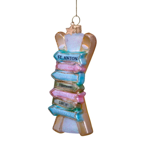 Vondels Ornament glass soft color ski w/names H11.5cm Goldenhour (8720701360747)