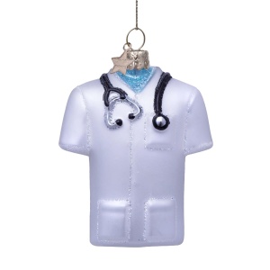 Vondels Ornament glass white matt doctor shirt H8cm Goldenhour (8720246454536)