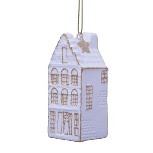 Vondels Ornament glass white/gold canal house step gable Goldenhour (8720246454420)