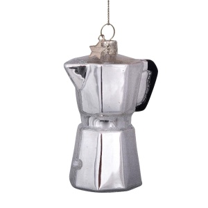 Vondels Ornament glass silver opal old coffee maker H9cm Wine&dine (8720701361935)