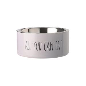 Giftcompany Love Pets, Futternapf, M, Motiv: All you can eat, 20x9x20cm-Eisen, grau (4030195609944)