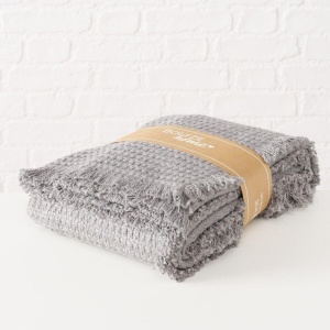 Boltze Decke Karma, Baumwolle, Einfarbig, Dunkelgrau,  (4066076431939)