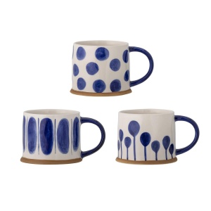 Bloomingville 1 St. Linora Becher, Blue, Steingut D11xH8,5 cm, 100% Stoneware (5711173295517)