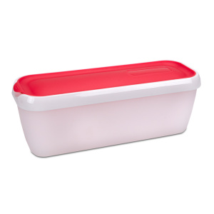 Städter 1300mlfresh&cool Eisbeh. f. Speiseeis doppelwandig rot mit Deckel Kunststoff grau 28x10x10cm (4018598850026)