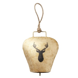 Boltze Dekoanhänger Vilbert, Glocke, L 14,00 cm, H 15,00 Eisen,Jute (4066076414543)